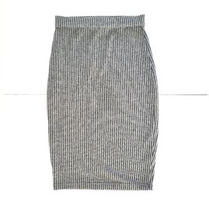 Cotton On XS black gray vertical Stripes stretchy knee length skirt